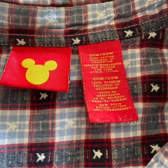 Vintage 90s Disney Mickey Mouse Original Superstar Plaid Button Top - Picture 4 of 7